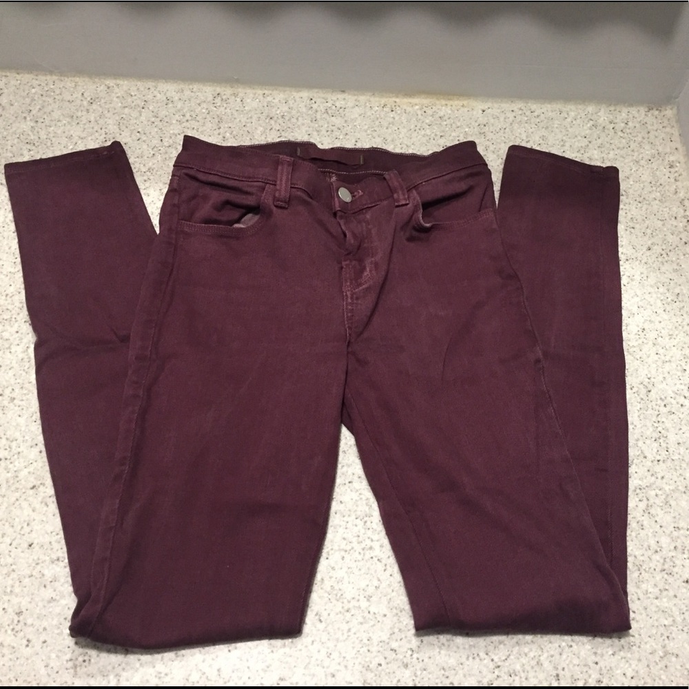 J Brand Super Skinny, Dark Plum size 27